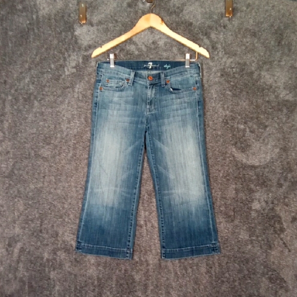 7 For All Mankind Dojo Blue Cropped Ankle Jeans Womens 28 - Picture 1 of 11